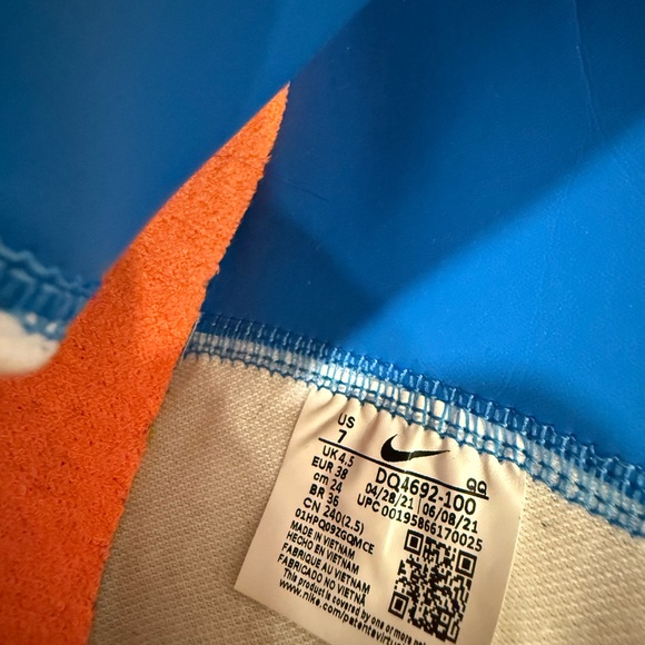 Nike WomensHigh-Top Sneakers - White, Orange, and Blue - Picture 5 of 5